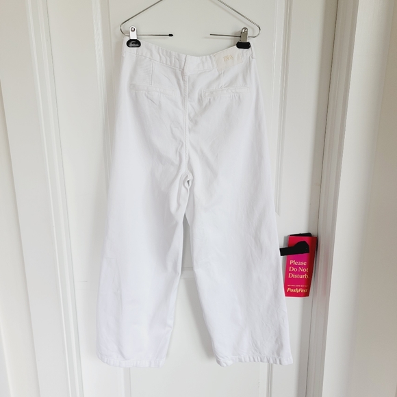 Zara 1975 Crisp White Cropped Ankle-length Denim Jeans Sz US 6 / EU 38 - Picture 2 of 11